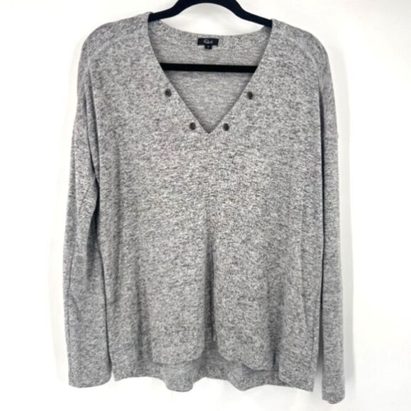 Rails Women's Knit V-Neck Long Sleeve Pullover Sweater Leigh Melange Gray Medium - Picture 1 of 10